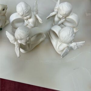 Angel napkin rings and Decorative White and purple Bunnies Napkin Rings